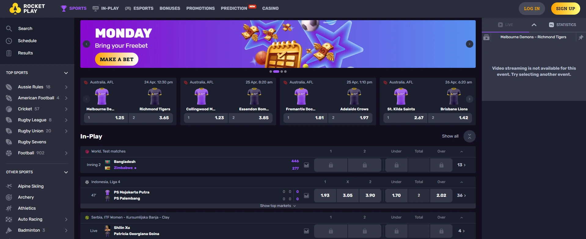 Sports betting at Rocketplay